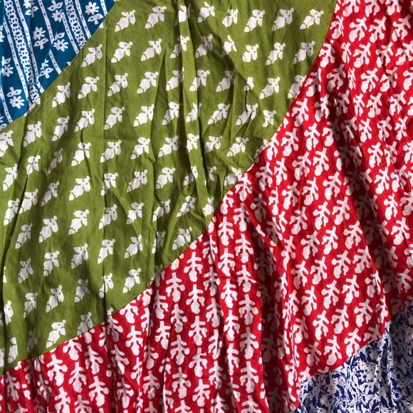 Ananda Design | Patchwork Flowy 100% Rayon Maxi Full Skirt Bohemian Festival - Picture 6 of 13